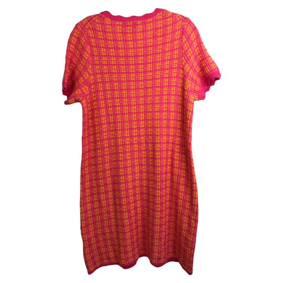 Free Assembly Sweater Dress Women's M Pink Orange Short Sleeve Woven V-Neck - Picture 3 of 14